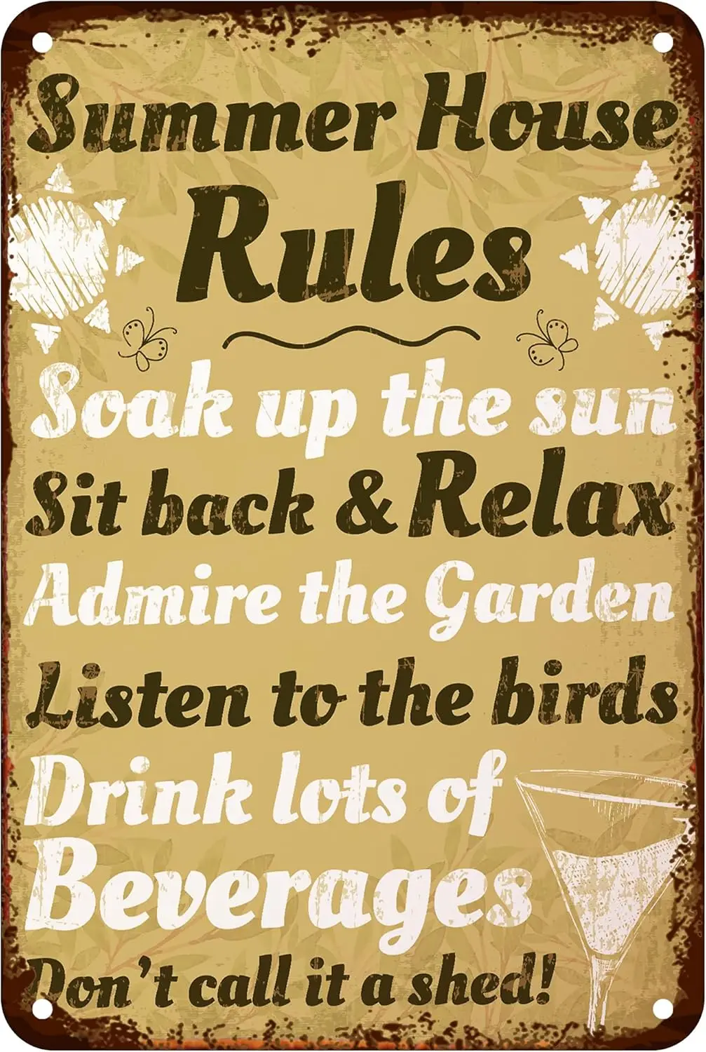 Retro Metal Tin Sign Vintage Summer House Rules Tin Sign For Home Wall Decor Farmhouse Rustic Sign For Kitchen Indoor Outdo sign