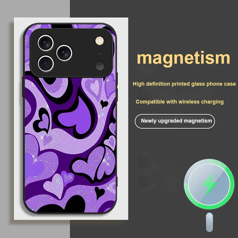 

For iPhone 17 Pro MAX AIR Magnetic Glass Phone Case Magnetic Glass Phone Case Spiral Love New Girl Anti Drop
