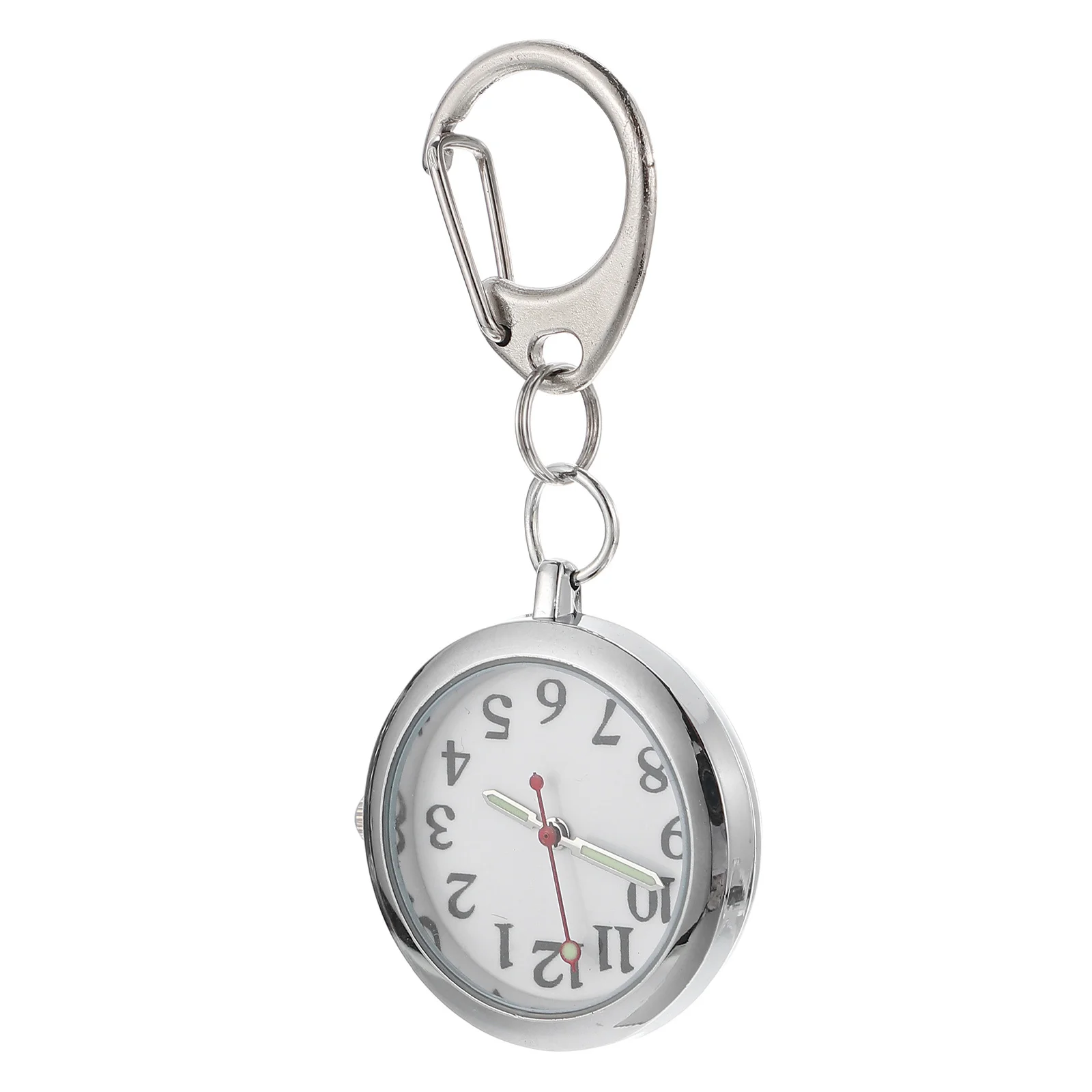 

Night Glow Pocket Watch Luminous Clip-On Stainless Steel Nurse Hanging Watch Decorative Buckle Lightweight Work Tool