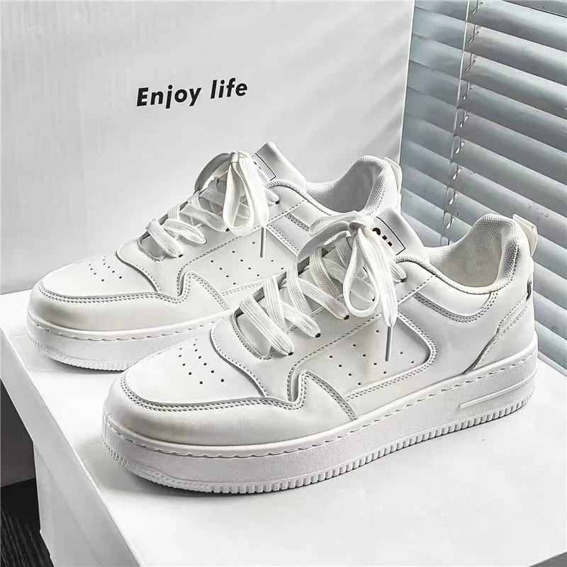 Chaussures pour hommes mode blanc baskets pour hommes à lacets Skateboard conseil chaussure semelle épaisse polyvalent vulcanisé chaussures Zapatillas Hombre