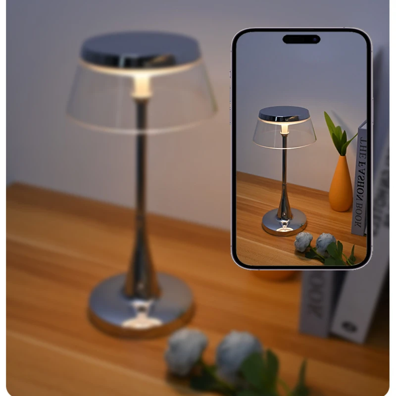 ชาร์จโคมไฟตั้งโต๊ะเดสก์ท็อป Chrome Desktop ตกแต่งไฟกลางคืน