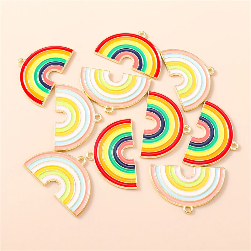 

20pcs 31x20mm Cute Colorful Enamel Rainbow Charms Pendants for Making Earrings Necklaces Keychains DIY Crafts Jewelry Findings