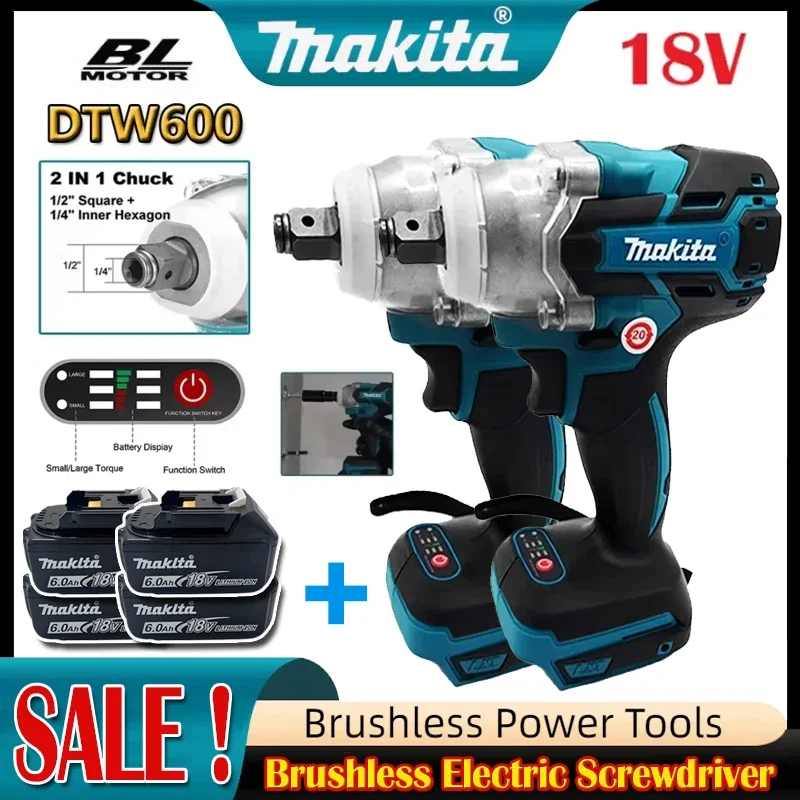 Makita DTW600 Screwdriver Machine Brushless Electric Screwdriver Rechargable Drill Driver Compatible with Makita 18V Battery