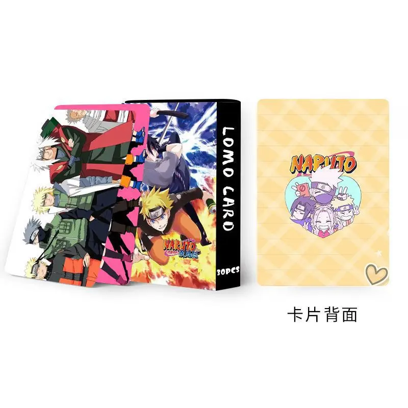 Naruto 30 Double-sided LOMO Cards, Color Printed Anime Characters, Peripheral Greeting Cards, Gift Giving and Collection Cards