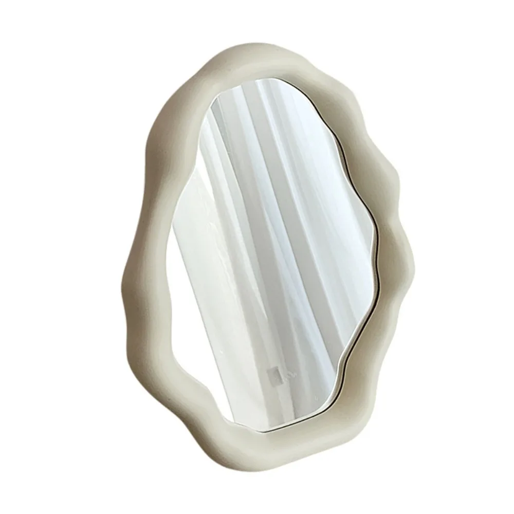 Cream Style Makeup Mirror Decorative Cloud Shaped Simple Hairdressing Wall Mirror French Irregular Standing Dresser Mirror