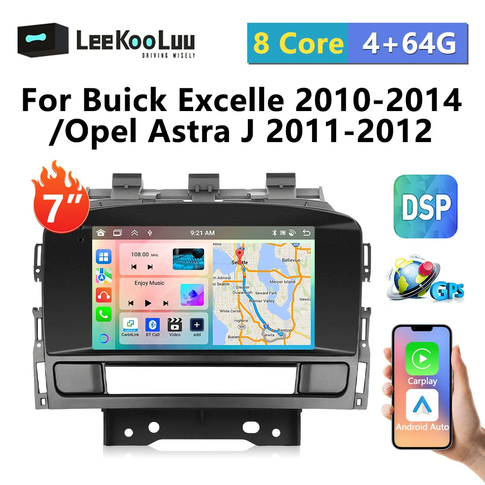 LeeKooLuu CarPlay Android Auto Radio For Buick Excelle 2010-2014/Opel Astra J 2011-2012 Car Multimedia Player 2Din Autoradio GPS