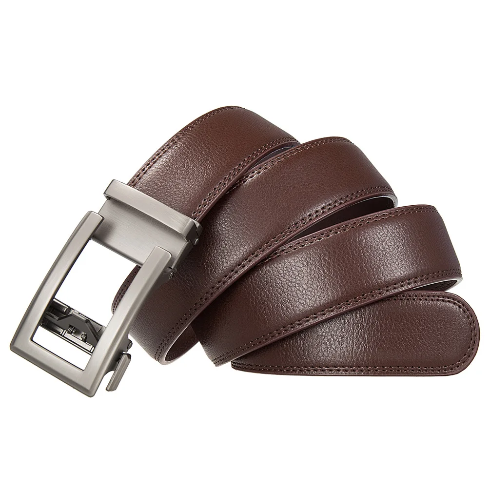 3,5 cm breiter Luxus-Designer-Ledergürtel für Herren mit automatischer Ratschenschnalle, Übergröße, blau, schwarz, braun, formelles Accessoire – Detail 8