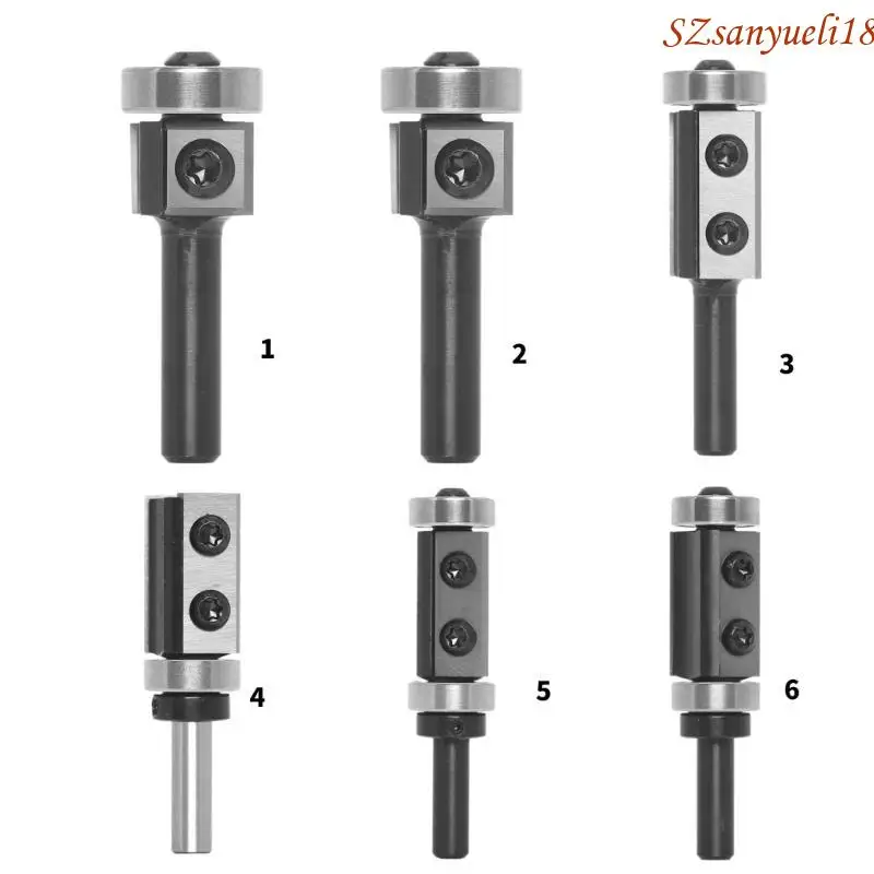 94pc Muster Flush Trim Router Bit 8mm Schaft, oberes Lager Flush Gerade geschnittene Trim -Router Bit für Holzbearbeitung