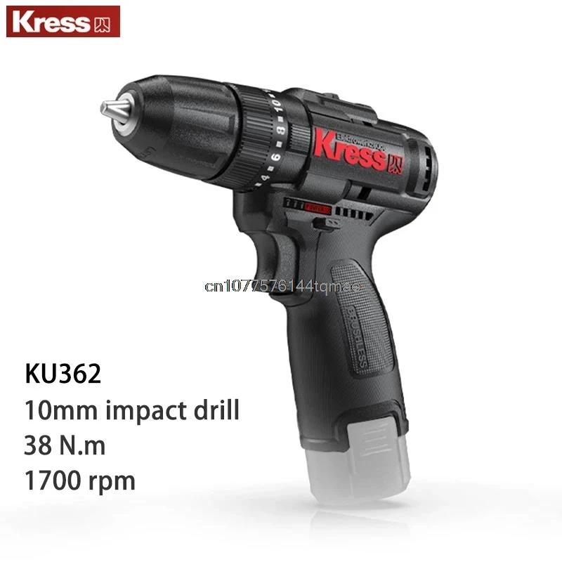 Kress KU362 10mm chuck Cordless Electric Impact drill 12V 38Nm Brushless Motor for Home Improvement Carpentry Metalworking