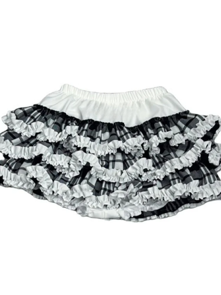 

Vintage Y2k Patchwork Skirt Women Hot Chick Gothic Loose High-waist Cake Skirt Summer Harajuku Preppy Style A-line Skirts New