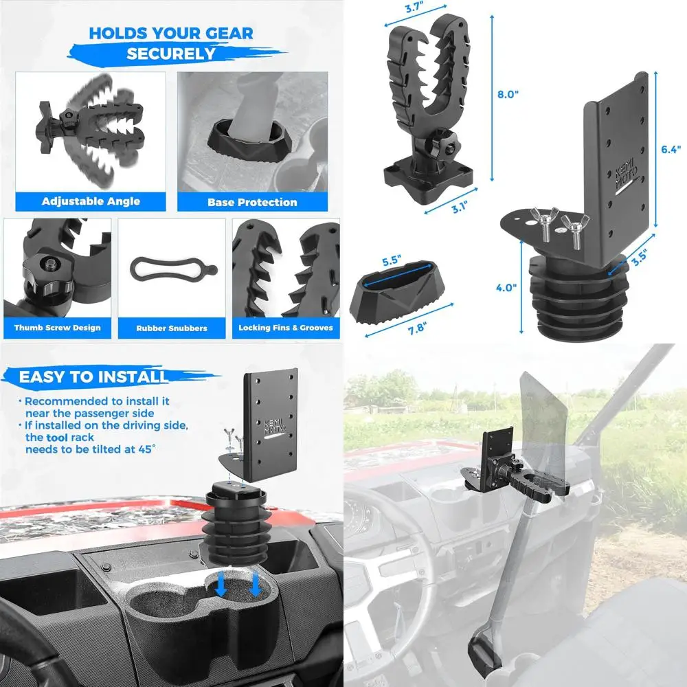 

Стойка для охотничьих инструментов UTV, держатель для инструментов, совместимый с Polaris Ranger и General, крепление на подстаканник или грузовой кроватью,