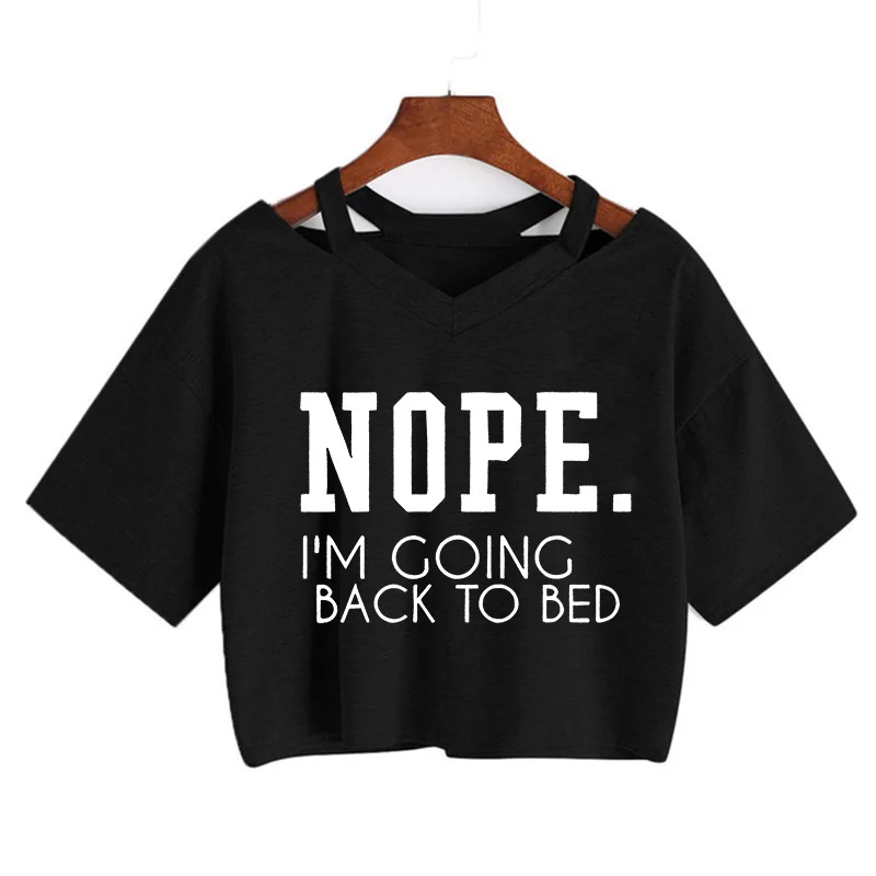 Women's Sexy Vintage T-Shirt Funny NOPE Not Today Letter Print Cropped T Shirt All Seasons Graphic Crop Tops Tshirt 90s Clothes