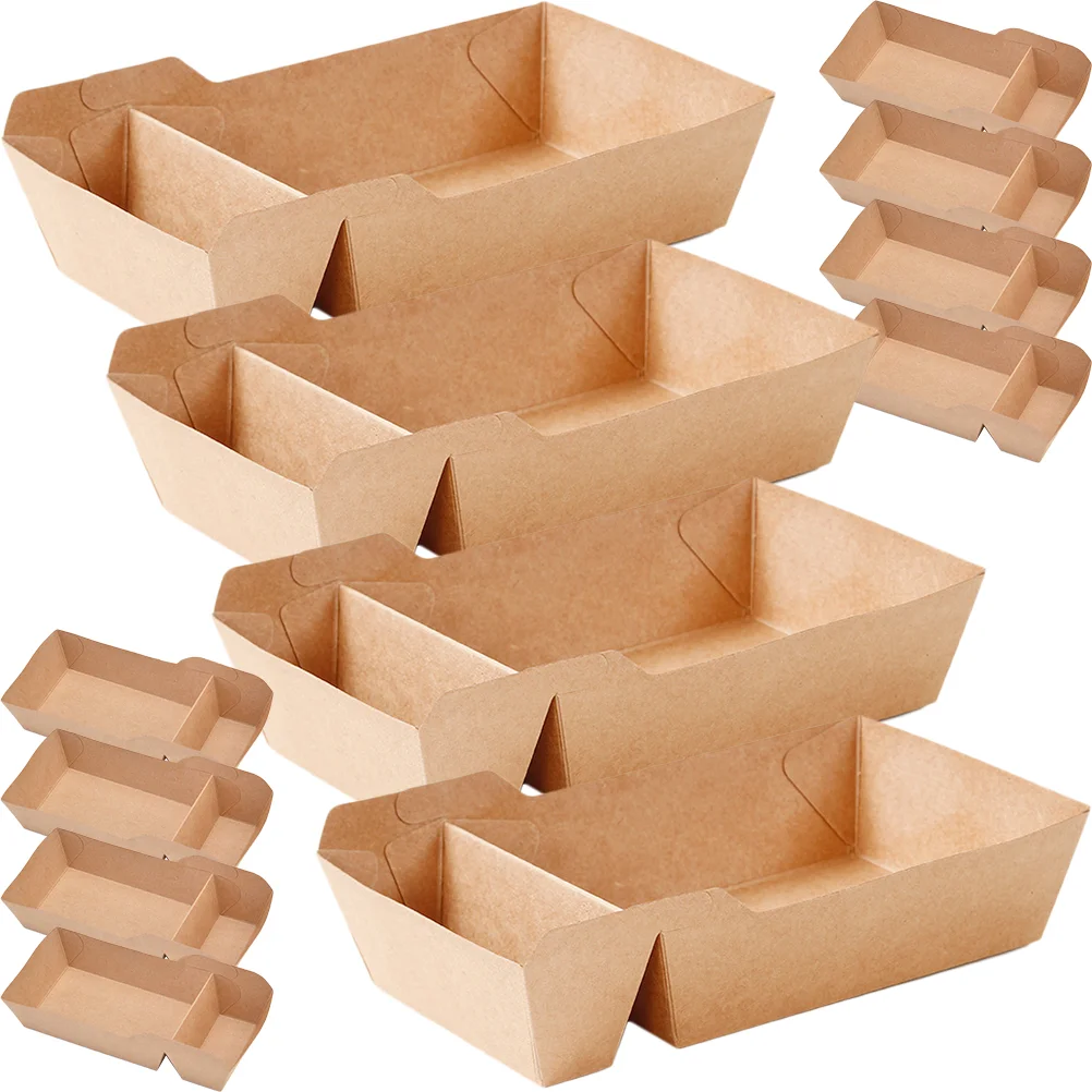 

50 Pcs Kraft Paper Snack Box Bags Tray Takeout Containers Cup French Fries Serving Boxes Case