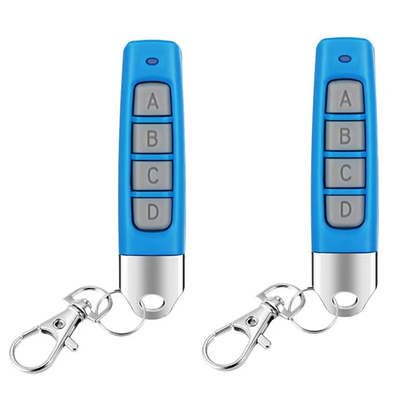 A92Z Compact Wireless For Garage Door Gate System Duplicator 2Pcs 433Mhz Remote Control Universal Compatibility Blue