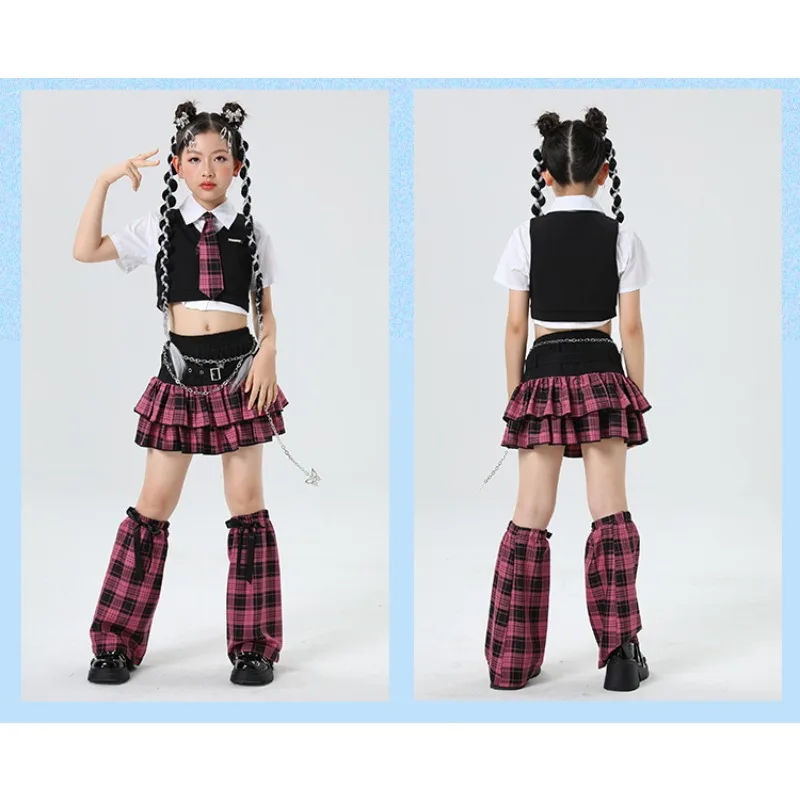 Vêtements Hip Hop pour filles, haut court à carreaux, jupes de danse de rue pour enfants, olympiques de pom-pom girl de jazz doux, ensembles de vêtements Streetwear pour enfants, Y2K