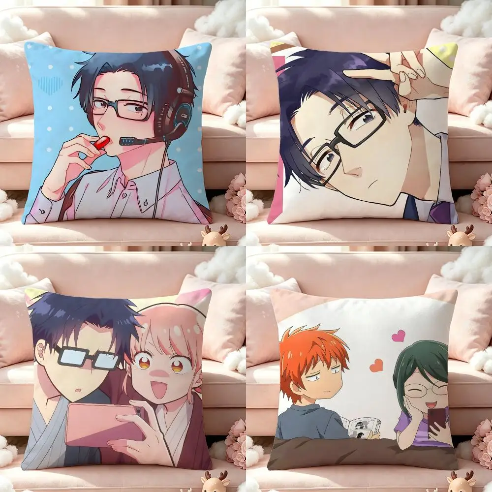 Wotakoi Love Is Hard for Otaku Cushion Cover Pillow Short Plush Pillow Cute Simple Style For Living Room Bedroom Birthday Gift