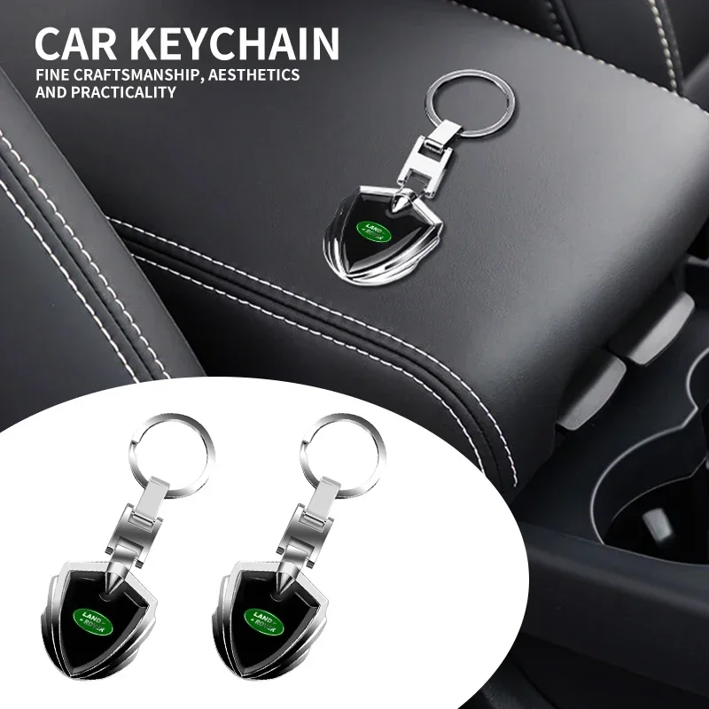 1pcs 3D Metal/Leather Car Keychain Key Chain Ring Car Key Holder Accessories For Land Rover Evoque 4 Sport Range Rover Discovery