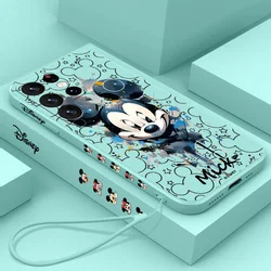 Beautiful Mickey Mouse Disney For Samsung S10e S20 S21 S22 S23 S24 Plus Lite Ultra FE 5G Liquid Left Rope Phone Case Shell Cover