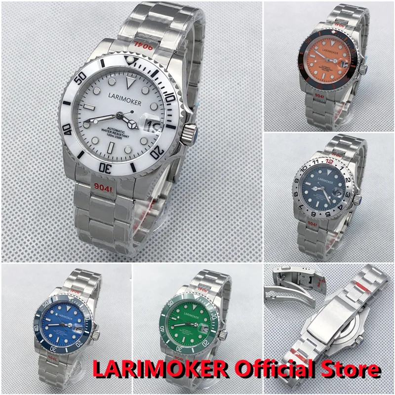 

LARIMOKER 2022 Brand New 40MM Sapphire Glass Luxury men waterproof steel Watch NH35A Movement Insert the Ceramic Bezel