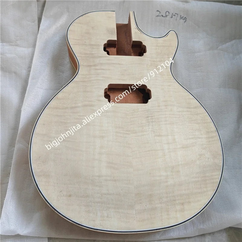 Customized Semi Hollow Electric Guitar Mahogany Body, Tiger stripes Flame Maple Veneer top body,HH Route For LP Guitar