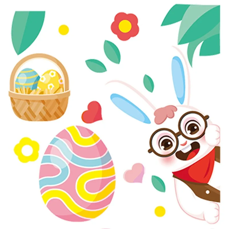 Lovely Rabbit Window Stickers Wall Decor Spring Hunting Party DIY Happy Bunny Easter Egg Day Home Decor 2026
