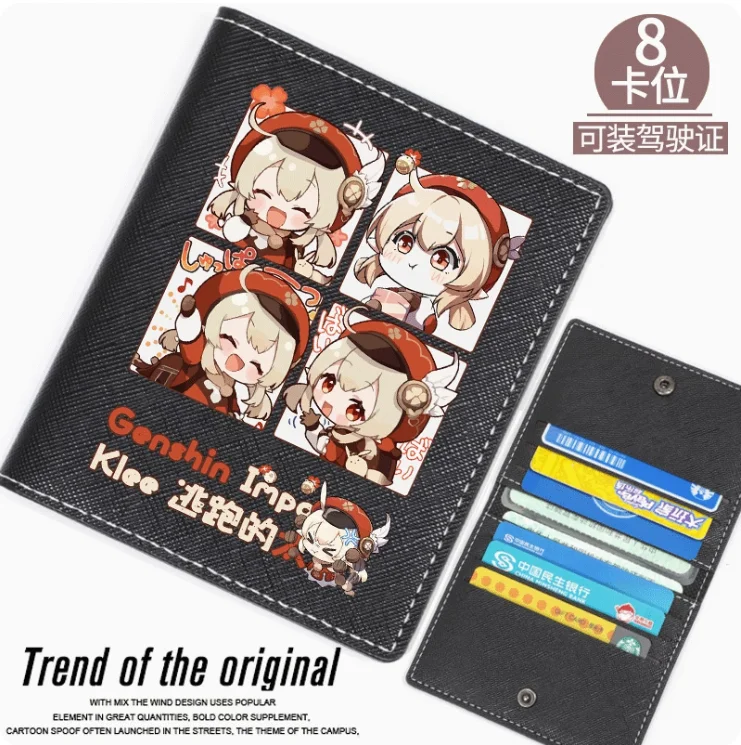 Anime Genshin Impact Klee Mode Brieftasche Pu Geldbörse Karten etui Multi Card Hasp Geld Tasche Cosplay Geschenk B189