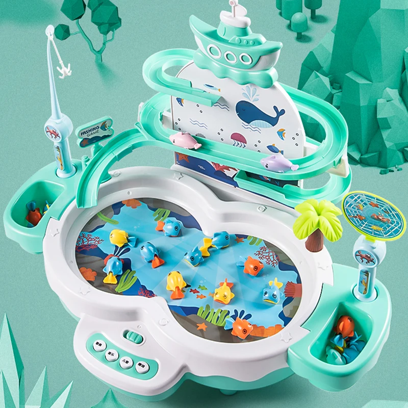 

Children's Magnetic Fishing Parent-Child interactive Music Toys Game Kids Fish Pool Outdoor Toy Intelligence Development Gift