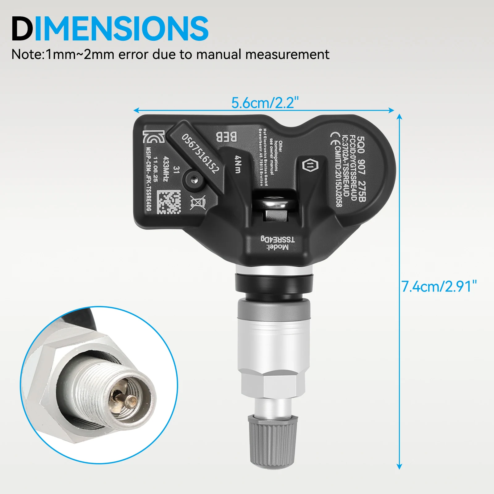 4 قطعة TPMS مراقبة ضغط الإطارات الاستشعار لأودي Q3 Q5 Q7 TT A6 A7 A8 A3 SQ5 VW باسات أرتيون تيغوان جولف بورش 5Q0907275B #5
