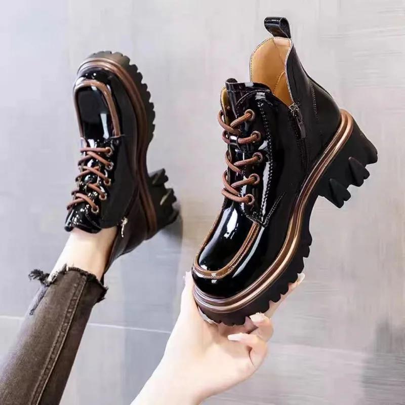 2023 New Ladies Autumn Zipper Boots Women Shoes Women Fashion Smooth Leather Ankle Boots Winter Comfortable Boots Rubber