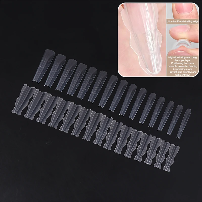 60Pcs Sandwich Nail Forms Quick Nail Extension Mold Plastic Nail Art Extension Tools for Salon Professionals & Beginners