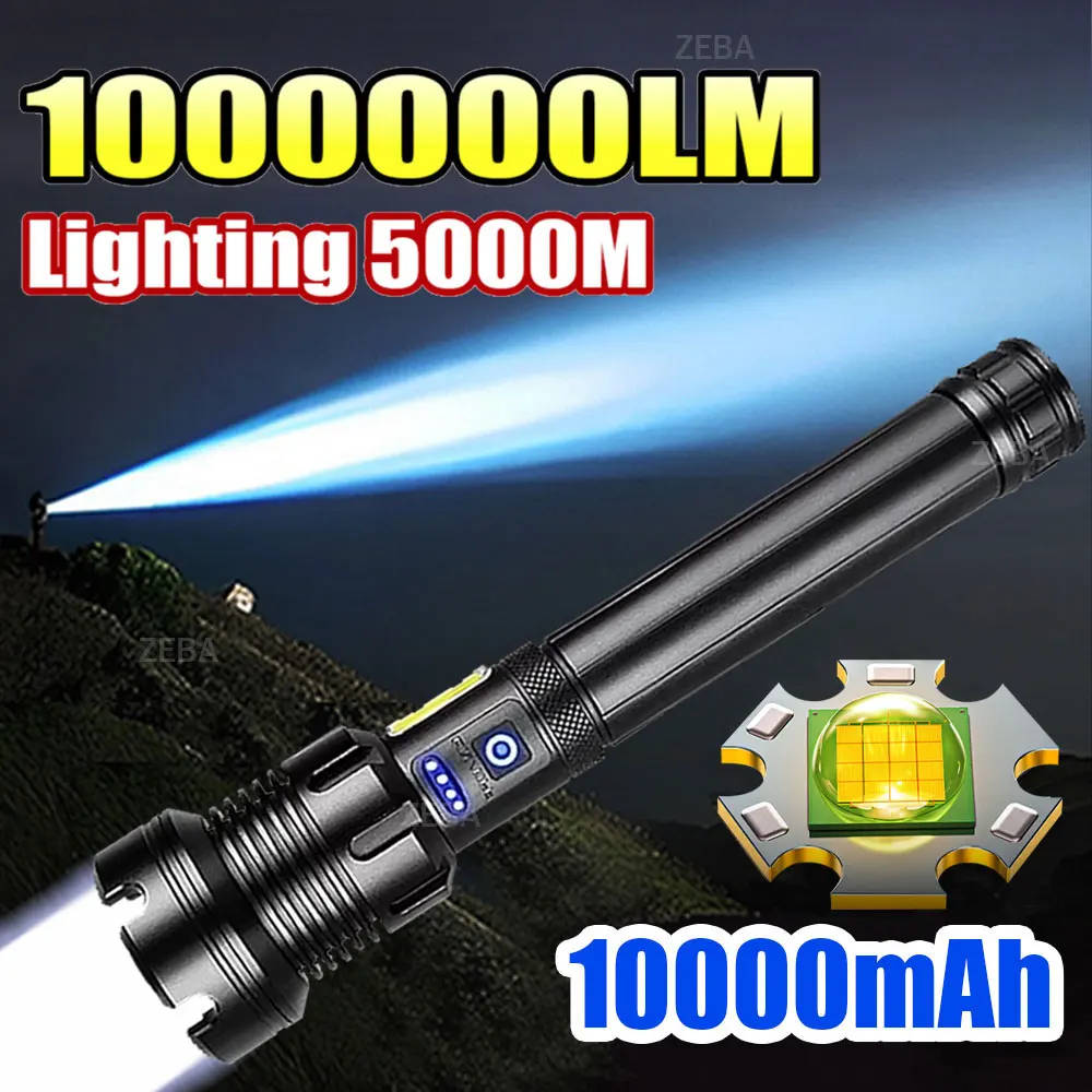 New 10000mAh XHP390 High Power LED Flashlights 100000LM Ultra Powerful Flashlight Rechargeable Lantern Outdoor Camping Torch