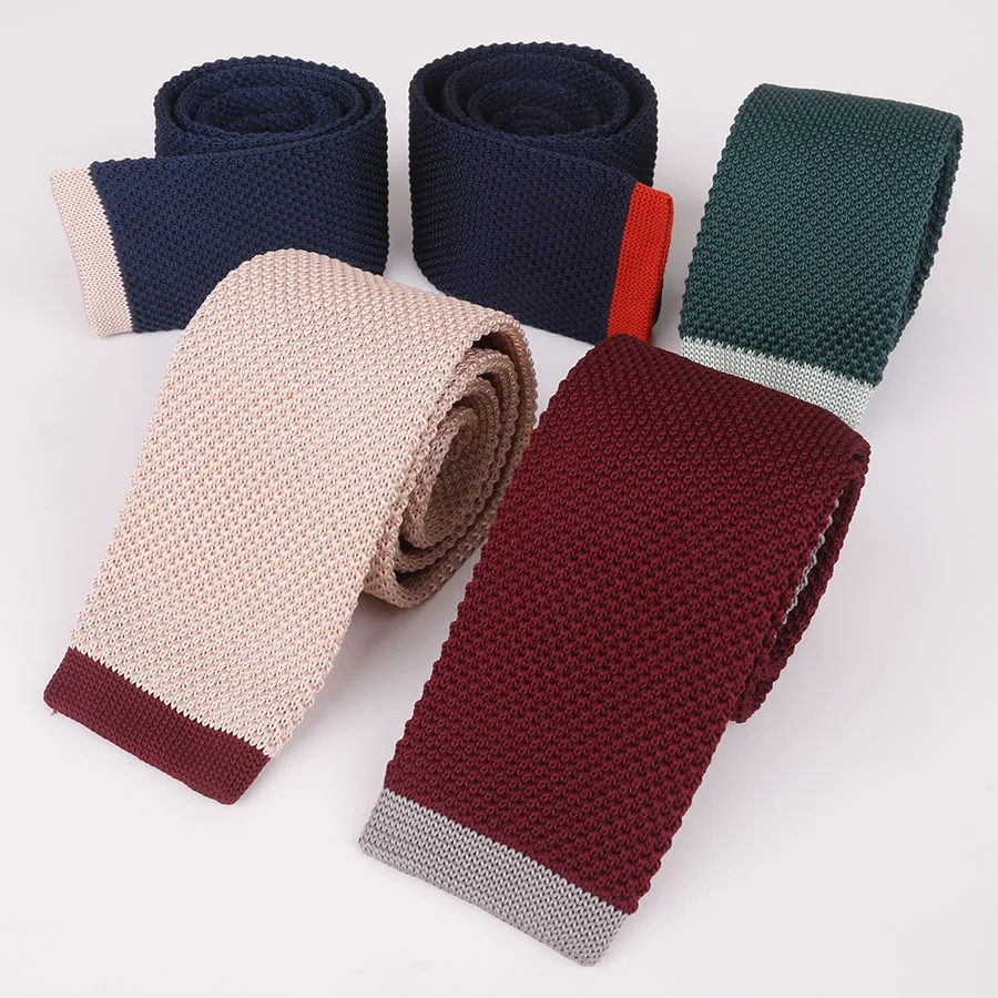 Fashion Men's Plain Solid Neck Tie Knit Knitted Ties Necktie Solid Color Narrow Slim Skinny Woven Plain Cravate Narrow Neckties