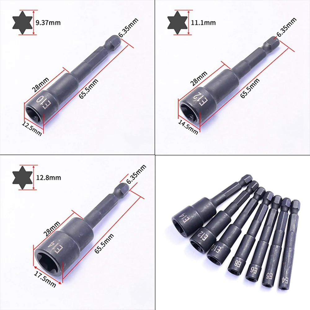 

R1-1/4 дюйма, набор торцевых головок Torx Star, женские торцевые головки типа E, головка ключа для дрели или аккумуляторной отвертки