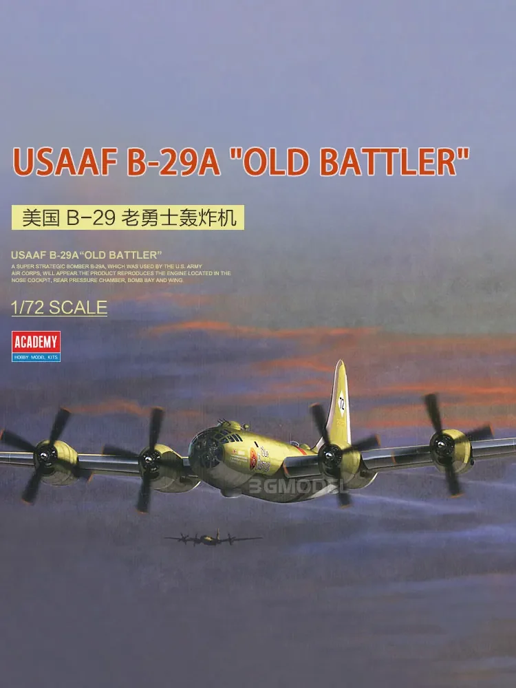 Academia Americana Montado Avião Modelo Kit, B-29 Old Battler, 1:72, 12517