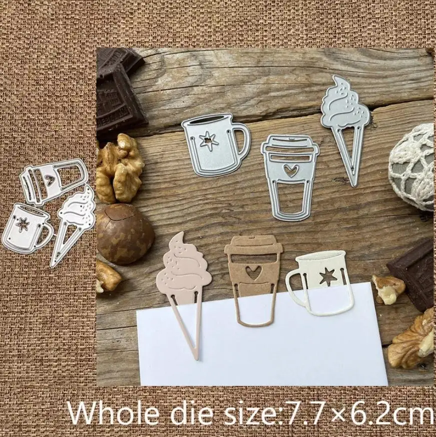 

Tea cup ice cream Metal Cutting Dies Scrapbooking Paper Cards Mould Blade Punch Template Embossing Stencils 1PCS
