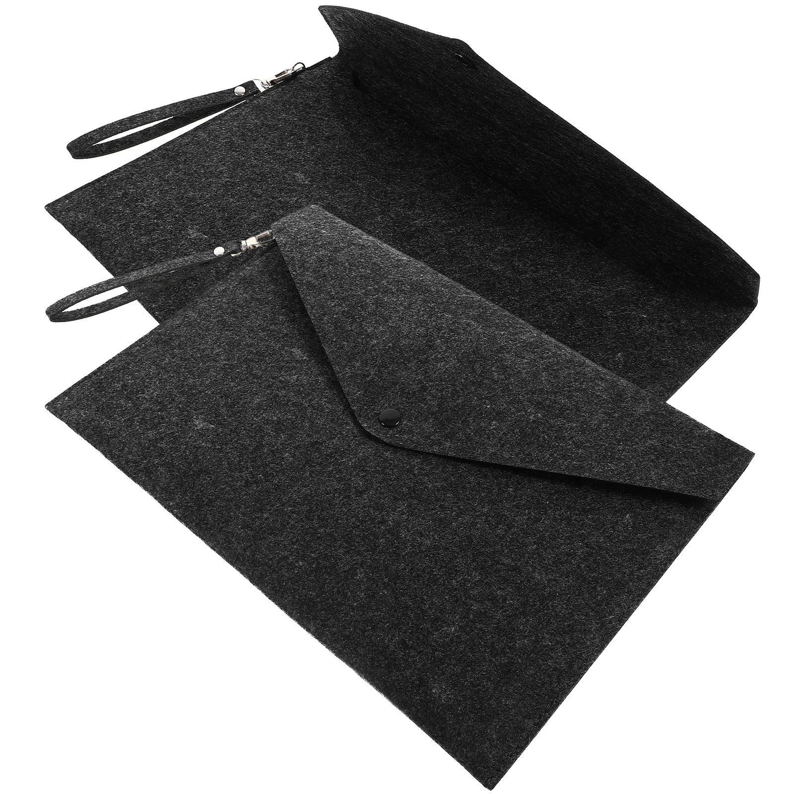

2Pcs Office File Folders Felt Organizer Bags Practical Document Holder File Storage Bag Button Design Document Bag