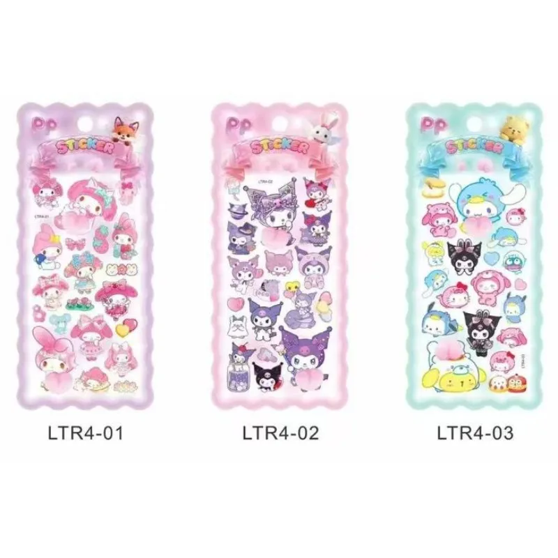 新しい柔らかくて可愛いお尻をつまむとストレス解消できるステッカー、子供向けのサンリオのクマとウサギのデコレーションステッカー