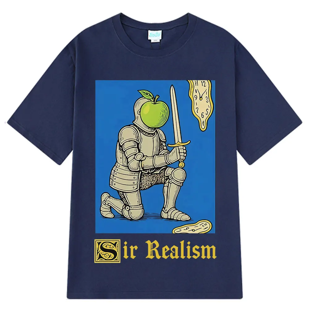 Sir Realism Green Apple Funny Knight Meme T-shirt Men Women Harajuku Streets T Shirt Summer Short-sleeved Cotton Casual T-shirts