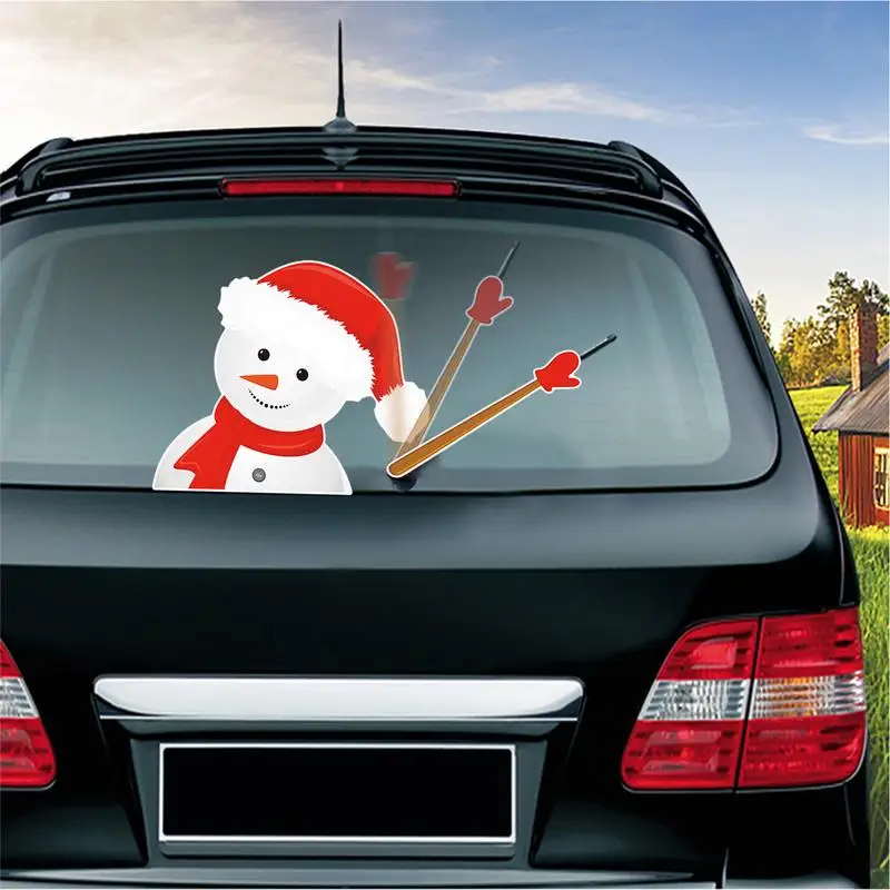 Christmas Window Stickers Snowman Christmas Theme Snowman Car Stickers Exterior Accessories Decorative Stickers Window Decals