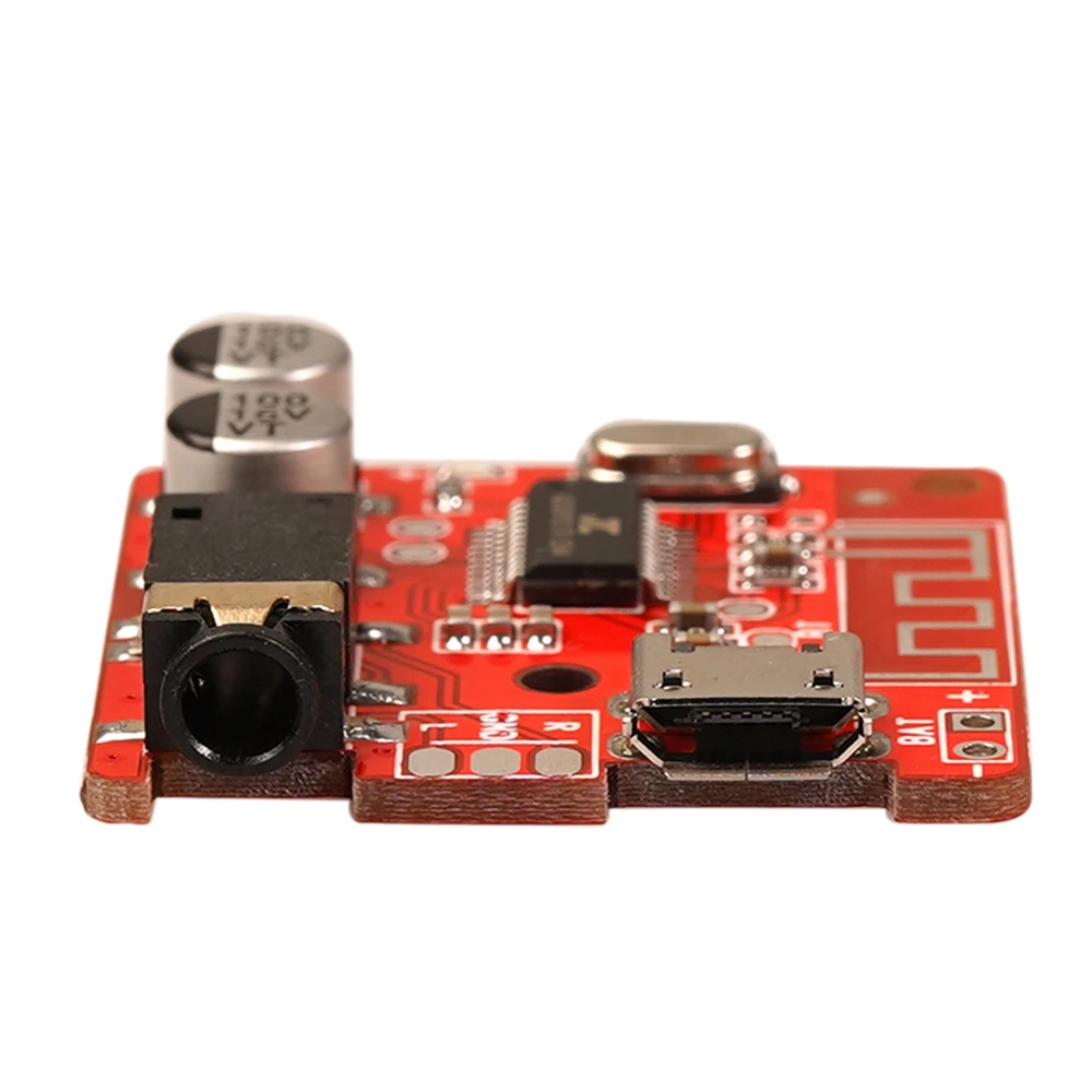 DIY Bluetooth Audio Connector บลูทูธ 5.0 MP3 Lossless ถอดรหัสสเตอริโอไร้สายโมดูลเพลง 3.7-5V สีแดง