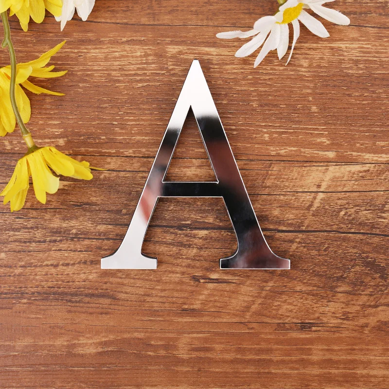 Popular 10cm silver 3D mirror stickers, acrylic 26 English letters