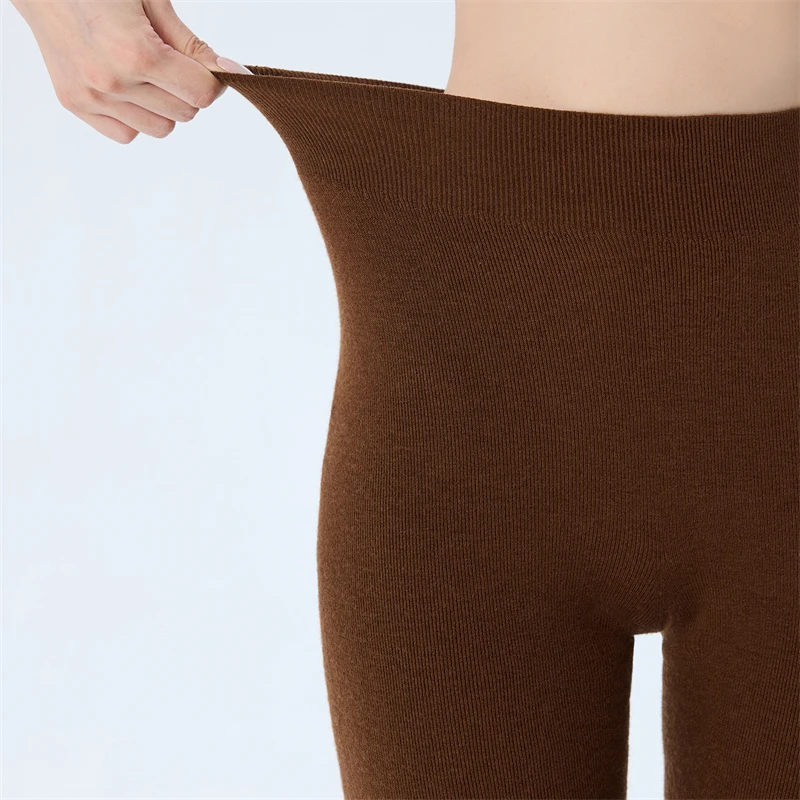 CHICUU المرأة آلة قابل للغسل 100% الصوف طماق سميكة سلس الخريف الشتاء مرونة الأساسية عالية الخصر الدفء متماسكة يغطي الرجل #2