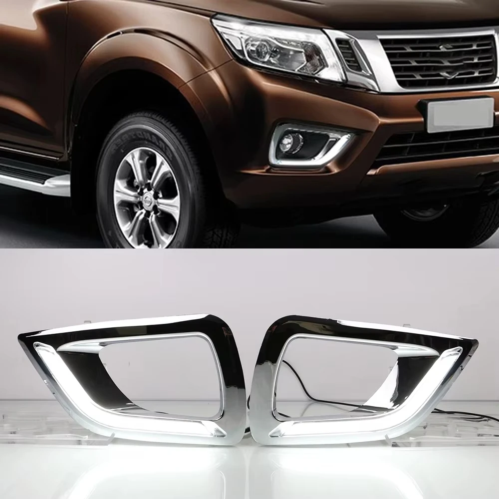 

2PCS Car light For Nissan Navara NP300 2015 2016 2017 2018 2019 LED Daytime Running Light DRL with turn signal fog lamp