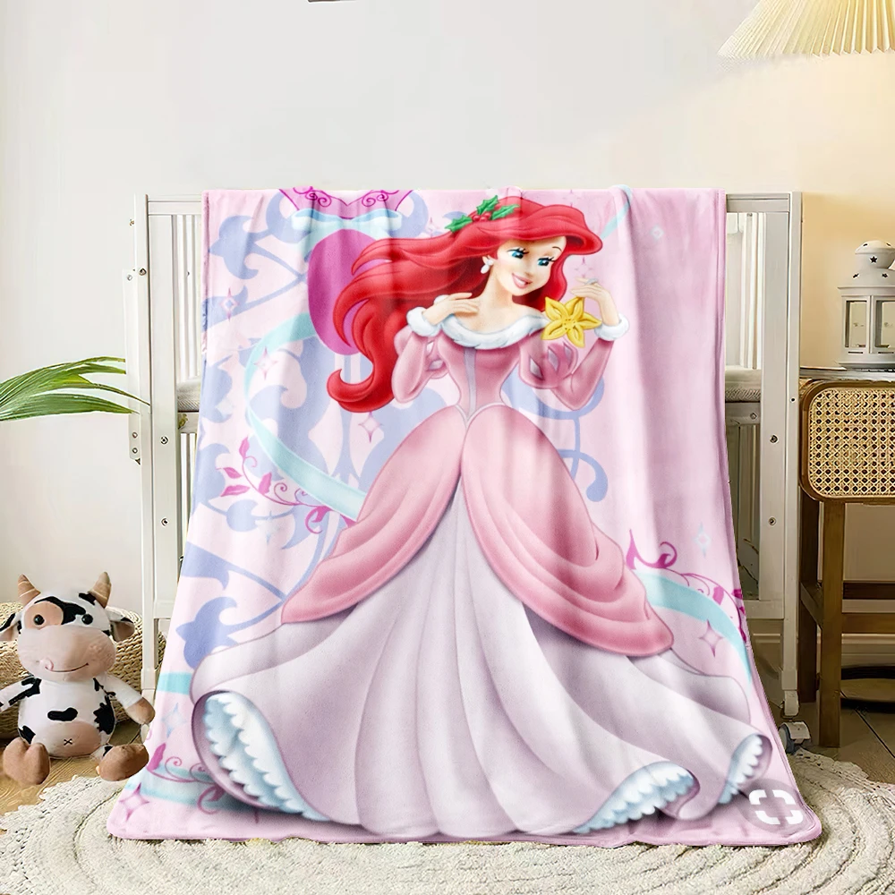 MINISO Mermaid Princess Cartoon HD Print Blanket.Oversized Soft Warm Flannel All-season Blanket.Use Sofas,sleep,Camping Blankets