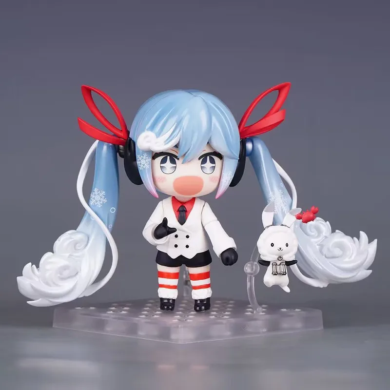 Hatsune Miku Snow Miku Nendoroid 1800 Q Version Posable Interchangeable Face Boxed PVC Figure Toy Desktop Collectible Doll Gift view 3