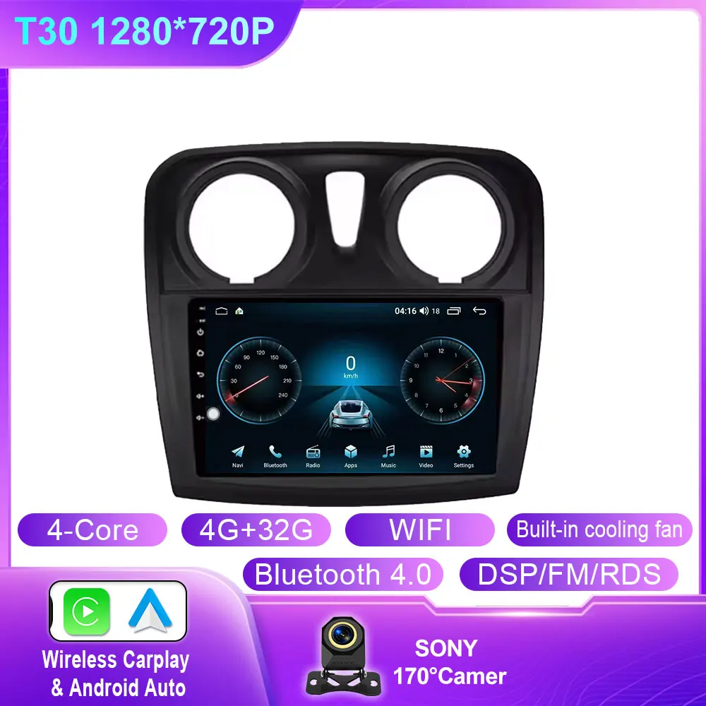 Android 14 Carplay Auto Voor Renault Logan 2 Sandero 2 2012-2016 2017 2018 2019 Autoradio Multimedia Speler stereo GPS WIFI DPS