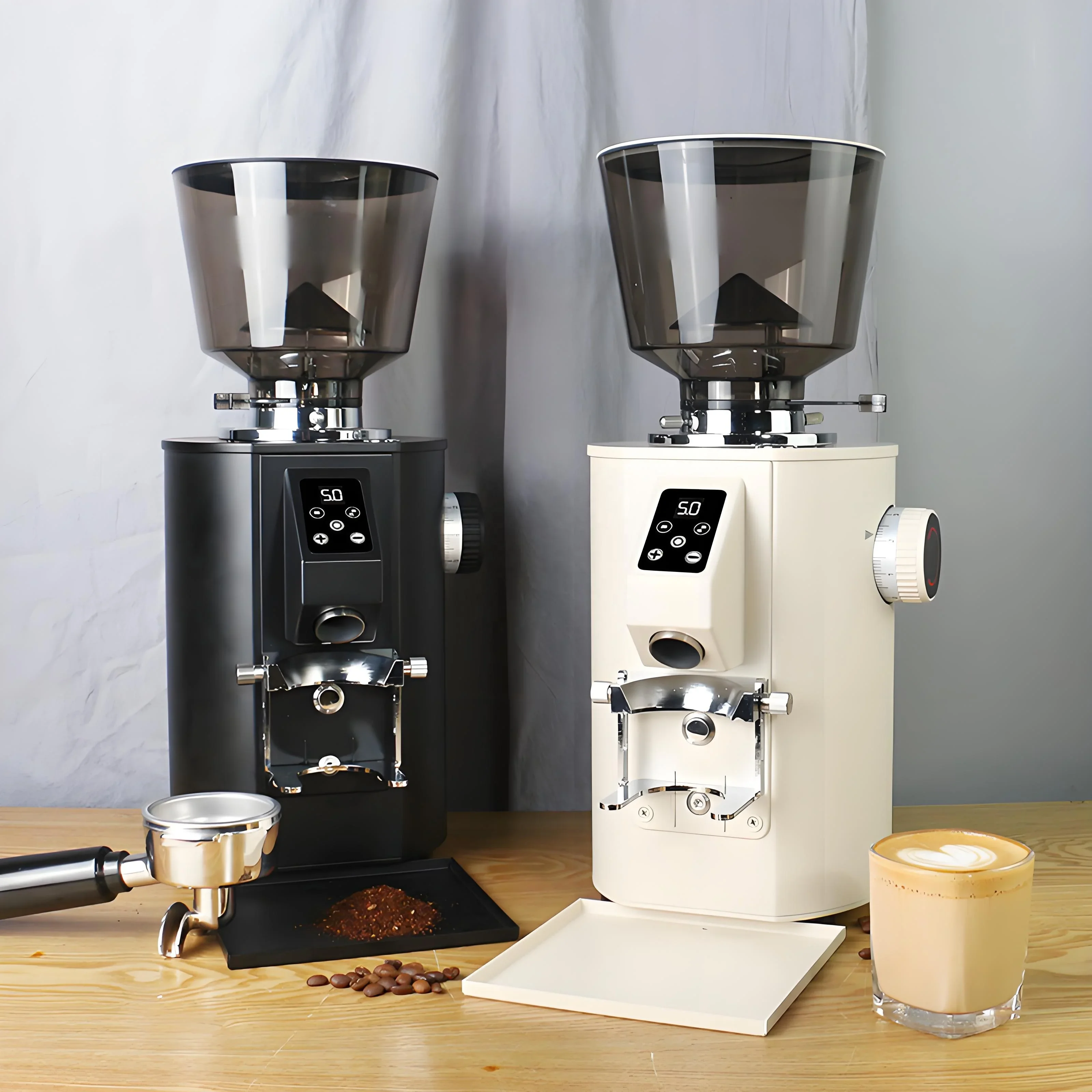 

Coffe Coffee Bean Grinder Commercial Automatic Height-adjustable Powder Rack One-key Powder Extraction