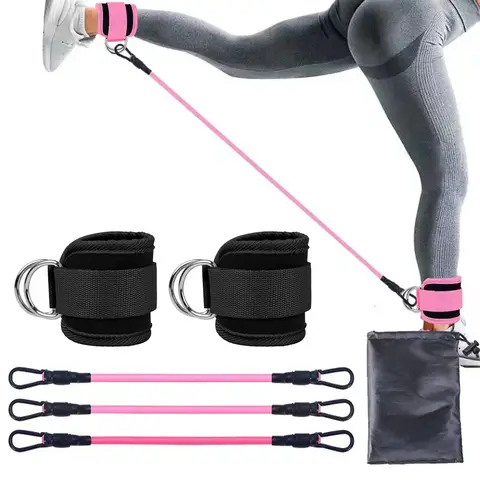 Ankle Straps TPE Resistance Rope Set Ankle Support Cuffs For Gym Cable Machines Fitness Yoga Pilates Crossfit Women Weight Sport