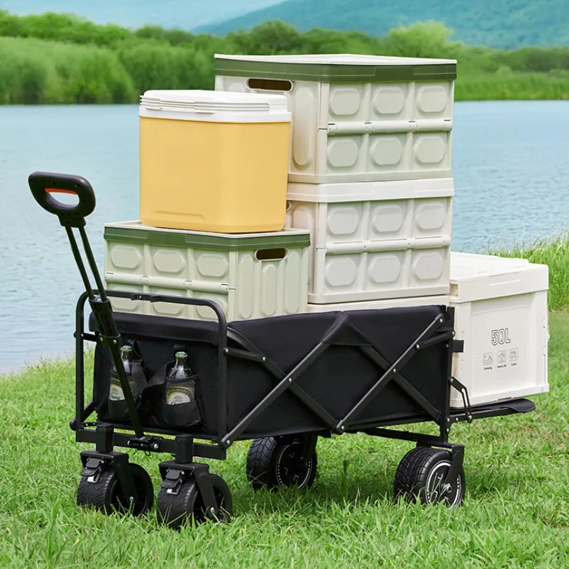 YTYINPremium Electric 100W Motor 5000mAh Battery Four-Wheel Power Assisted Camping Folding Trolley Reclining Hand Pull Camping