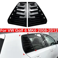 For VW Golf 6 MK6 2008-2012 Car Rear Louver Window Side Shutter Cover Trim Sticker Vent Scoop ABS Carbon Fiber Black Accessories